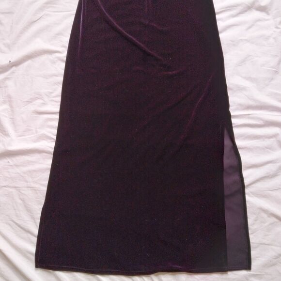 90s Y2K Purple Velour Maxi Dress Vampire Goth Witchcore Cyber Grunge Large - Picture 3 of 15